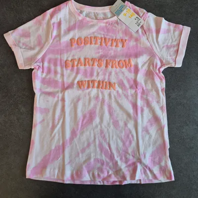 T-shirt rose et blanc fille 9 à 10 ans